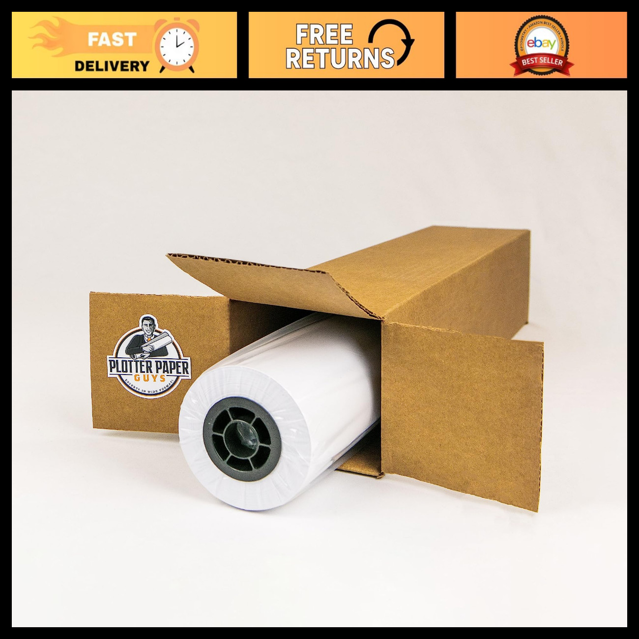 36lb Heavyweight Coated Bond Paper Roll, 24"x100', 2" Core, Ideal for Printing