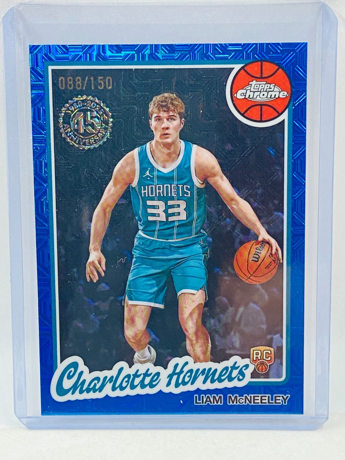 2025-26 Topps Liam McNeeley RC Silver Pack Mojo Blue #088/150