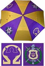 Omega Psi Phi Wind Resistant Auto Open Jumbo Umbrella Purple/Gold - 30"