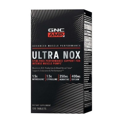 GNC AMP Ultra Nox 120 Count Stim Free Pre Workout Nitric Oxide Pump