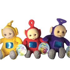 Lot OF 3 Vintage Teletubbies Plush 1998 Eden Beanie Po LaaLaa Tinky Winky