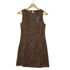 New Look Lucy Leo Sleeveless Dress UK 8 Women's Brown Leopard Print Preloved
