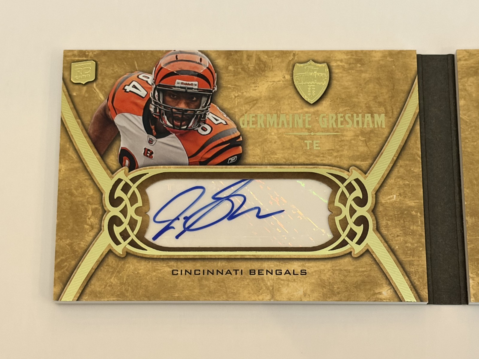 2010 Topps Supreme Jermaine Gresham Auto Patch 3/3 Bengals Double Jumbo Relic view 4