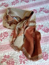 écharpe Kenzo dégriffée 35 x 180 cm décor floral réversible marron beige