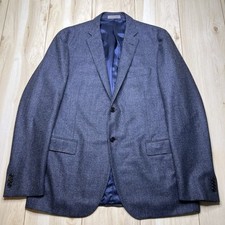 Corneliani Mini Checkered Wool Sports Coat Mens Sz 42R Blue Gray Made In Italy