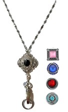 Snap Button Interchangeable Lanyard, Women's Stainlesss Steel Chain ID Badge ...