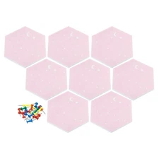8Pcs Hexagon Felt Bulletin Tile Self Adhesive Mini Wall DIY Pin Board Pink