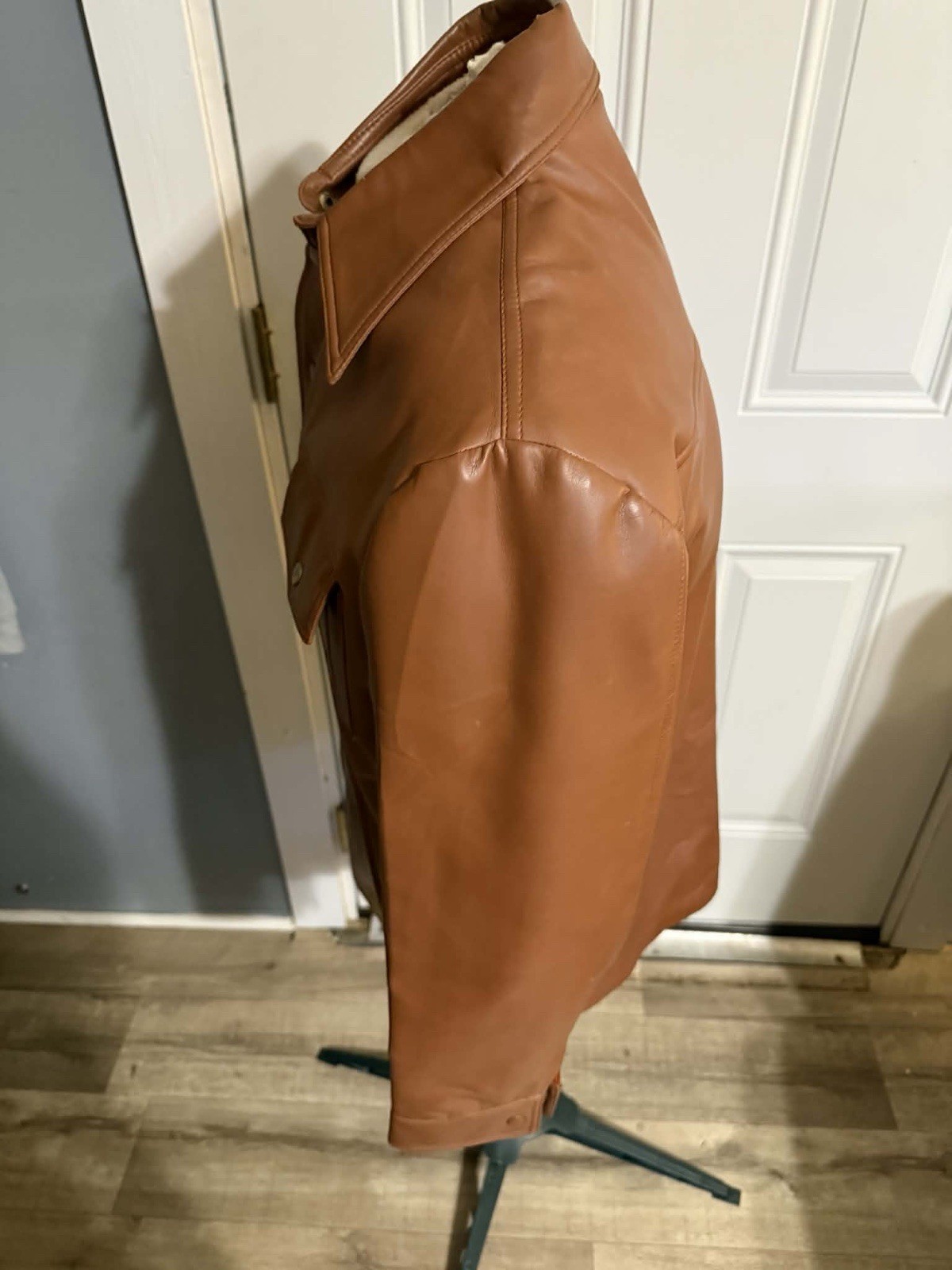 Vinyl Brown Button  Collared  Jacket By Prescott … - image 2