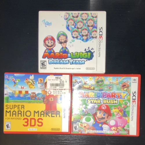 Nintendo 3DS Mario Party, Dream Team, Super Mario Maker w/Cases NTSC (UNTESTED)