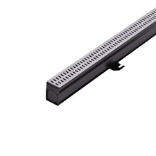 2-1/4 In. X 6 Ft. Slim Channel Drain Kit Gray Grates, End Caps, Outlets, Couplin
