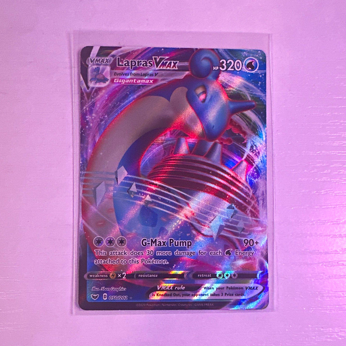 Pokemon TCG Lapras VMAX 050/202 Sword & Shield Ultra Rare Holo EN 2020 320 HP