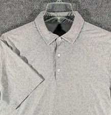 Hickey Freeman Men's Medium Gray Geometric Performance Short Sleeve Golf Polo