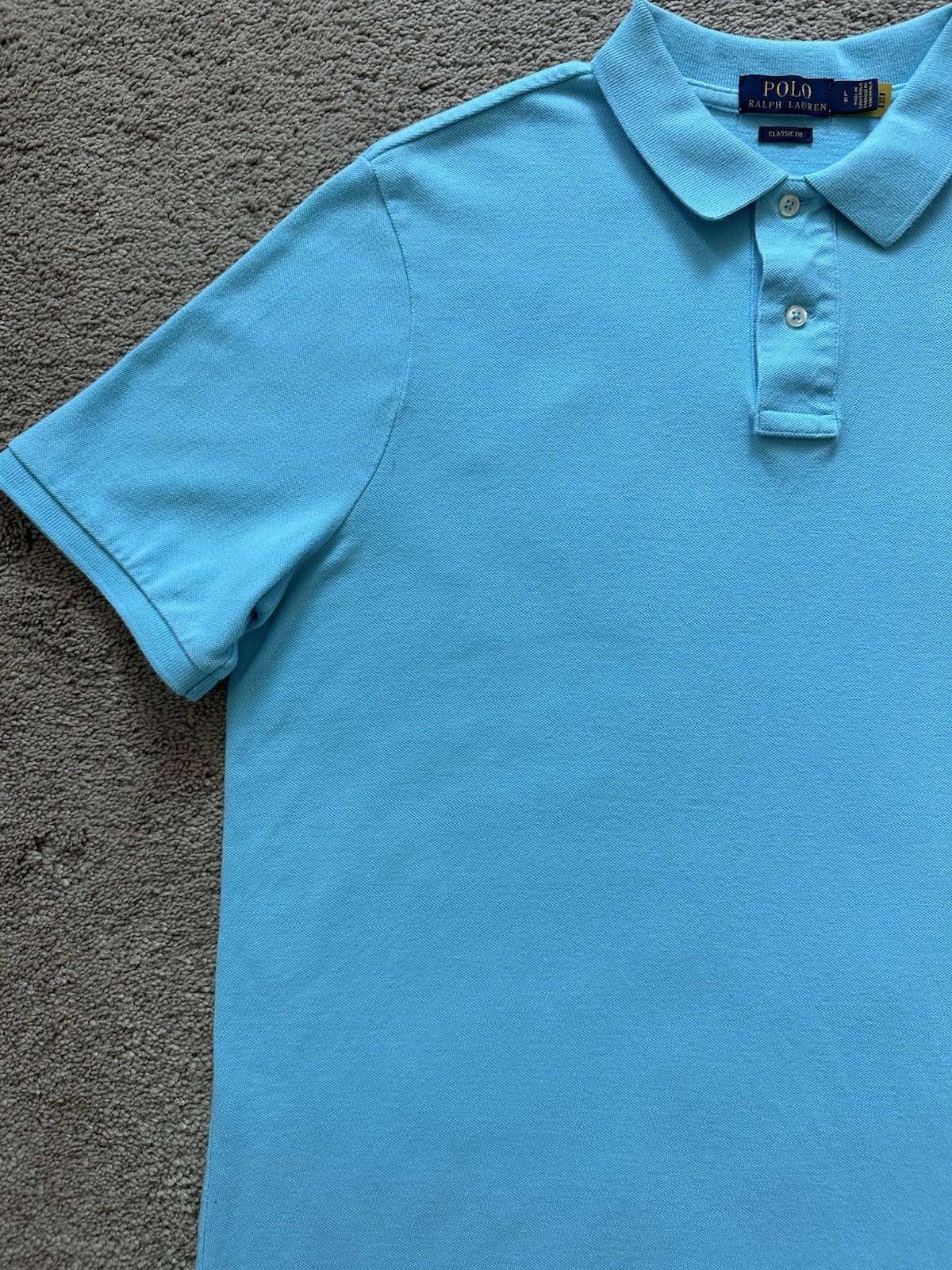 Polo uomo grande Ralph Lauren maglia cotone manica corta camicia turchese rosa pony