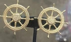 Vintage Signed Miriam Haskell Shipwheel Clip ScrewBack Earrings Gold Tone