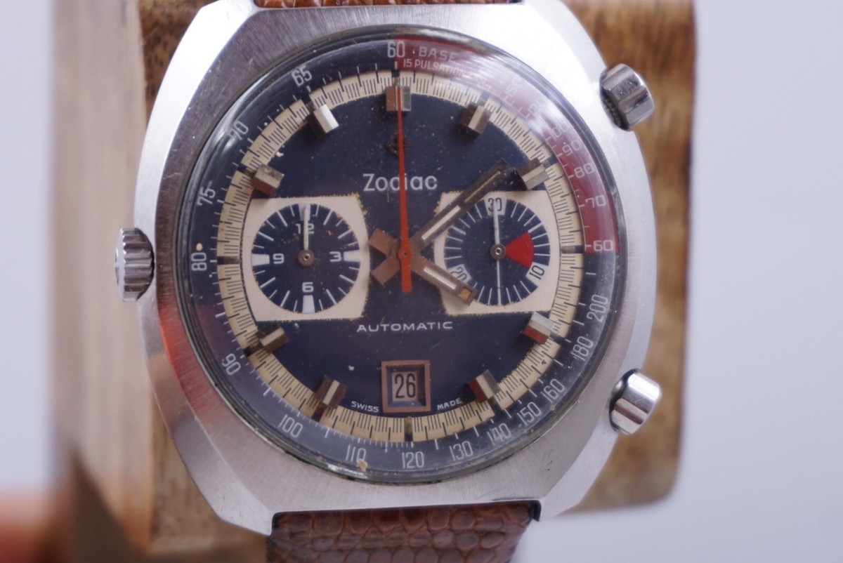 1970s Zodiac CALIBRE 12 Chronograph SS 44mm Men's Watch Ref 1970s Zodiac CALIBRE 12 Chronograph SS 44mm Men's Watch Ref