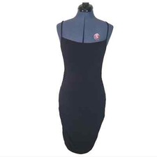 Bp black rouched ribbed spaghetti strap bodycon mini dress Medium NWT