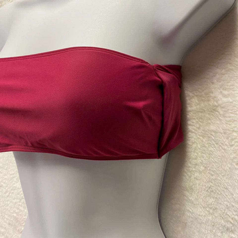 Conjunto de bikini Hollister Bandeau para mujer pequeño rosa oscuro básico verano trajes de baño piscina Foto 3 de 4