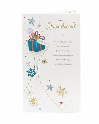 Weihnachtskarte Enkel traditioneller Vers neu Geschenk für Ihn