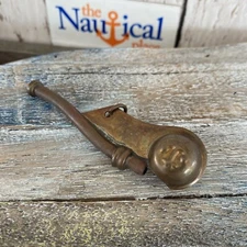 Antique Finish Brass Boatswain Whistle, Bosun Call Pipe, Nautical Necklace, Navy