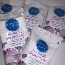 Lot Of 6 No Rinse Shampoo & Conditioner Cap by CleanLife Latex Alcohol Free /53b