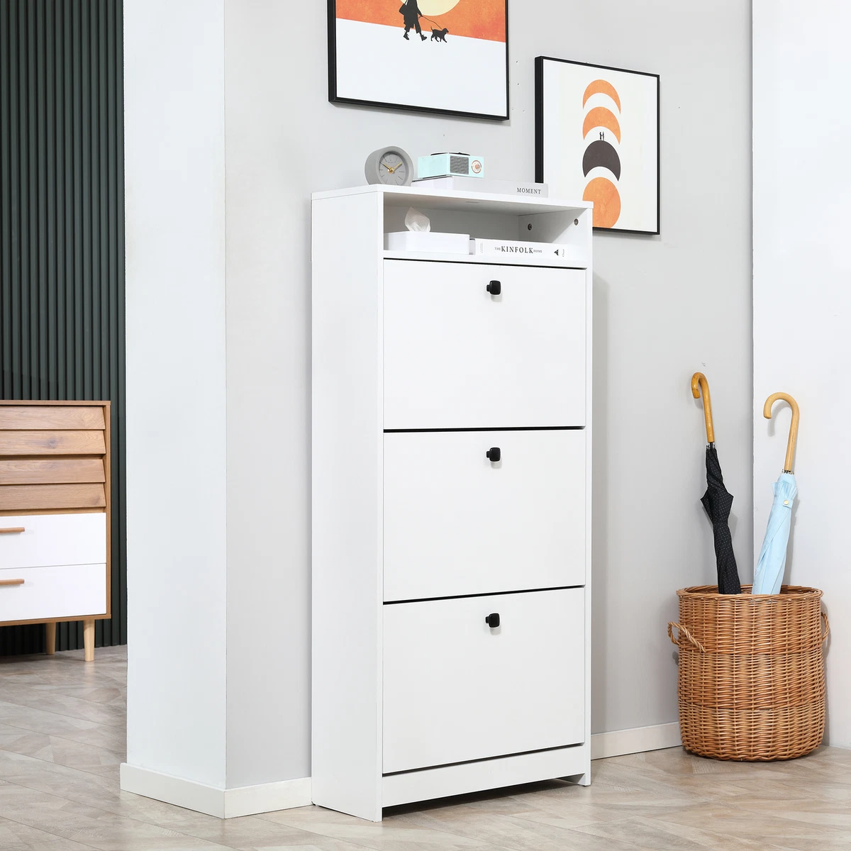 Shallow shoe cabinet top