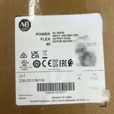 Allen-Bradley 22B-D010N104 PowerFlex kW 5 HP AC Drive 22BD010N104 New Sealed AB