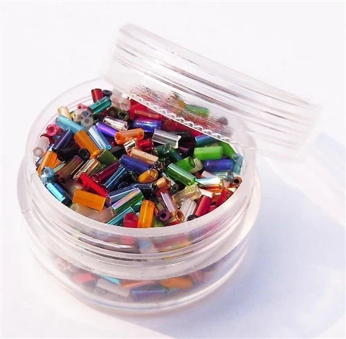 Czech Glass Bugle Bead Sizes #2 in a Tub ~ Assorted Multi Mix Colors & Finishes - Picture 1 of 2