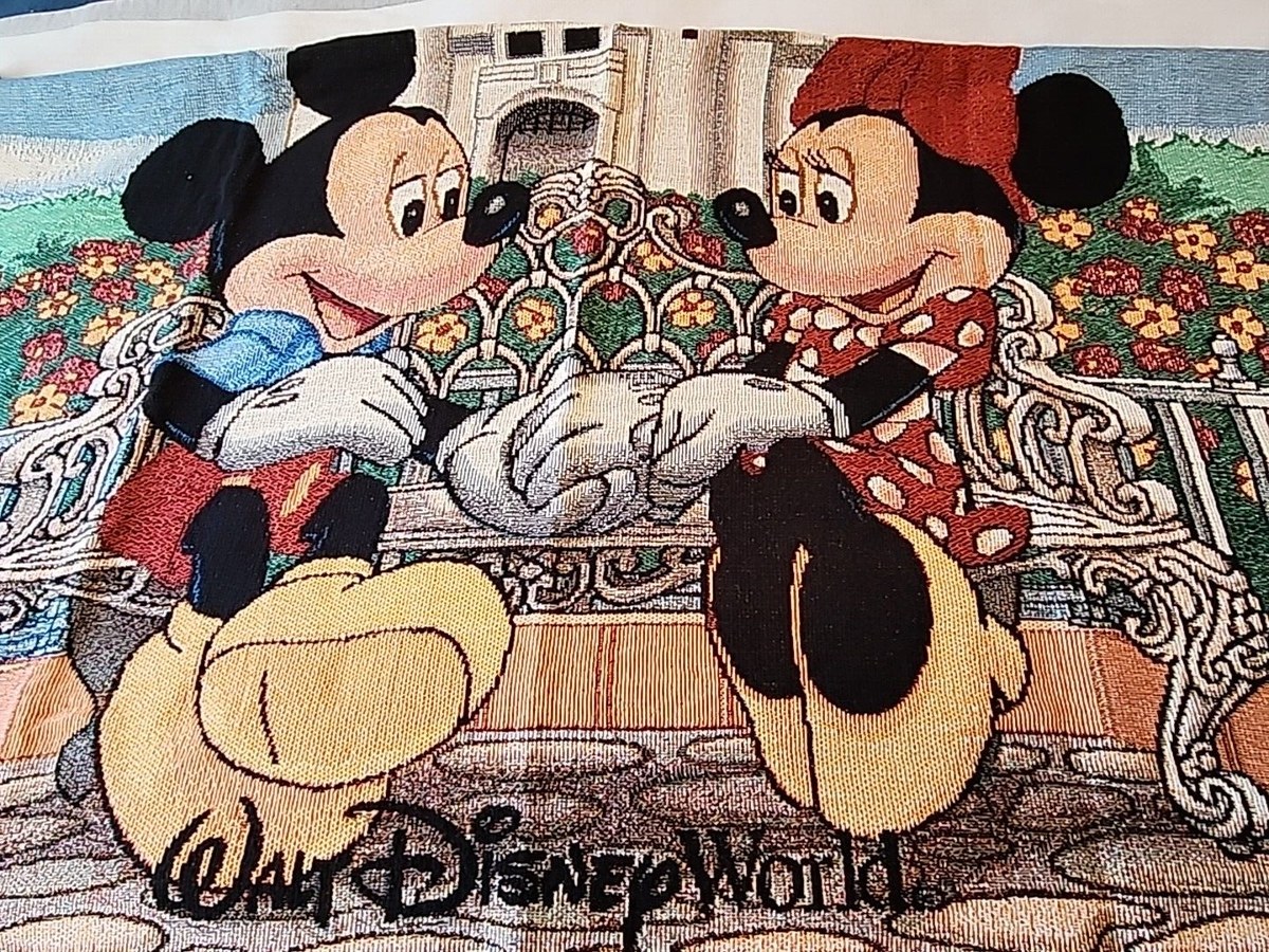 Walt Disney World Tapestry Woven Throw Blanket Mickey Minnie
