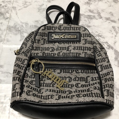 Juicy Couture Backpack + Wallet + Keychain Black Grey Logo Gift Set 3 Total - Picture 1 of 17