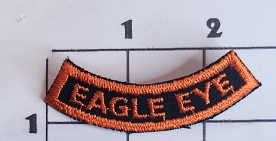 Eagle Eye Rocker Patch Orange Black Embroidered Iron on Vintage Uniform Upcycle