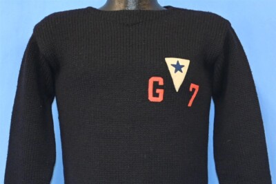 vintage 30s 40s US NAVY MACYS G-7 NAVY BLUE WOOL PULLOVER HEAVY 