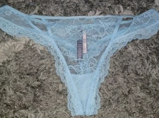 VS very sexy lace cutout thong panty NEW size medium lt blue