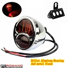 Retro Stop Tail Lamps Side Mount License Plate Brake Taillight For Bobber Custom