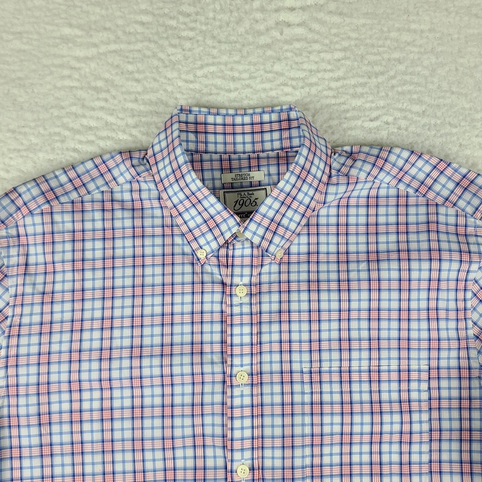 Camisa de vestir Jos A Bank 1905 para hombre XL azul rojo a medida Brrr cómoda abotonada Foto 3 de 4
