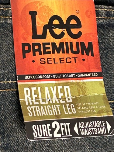 LEE Premium Jeans Boys Size 16 Husky Blue Straight Adjustable Waist 1016 NEW - Picture 4 of 10