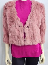 C. Magic Rabbit 100% Fur Coat Size M 100% Polyester Lining Pink Statement Pc.