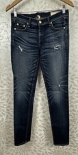 Rag  Bone Women  s 25 Distressed Skinny Jeans Stretch Medium Wash Denim