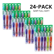 24-PACK! GUM Technique Deep Clean Toothbrush 524, Full Size Soft Bristles