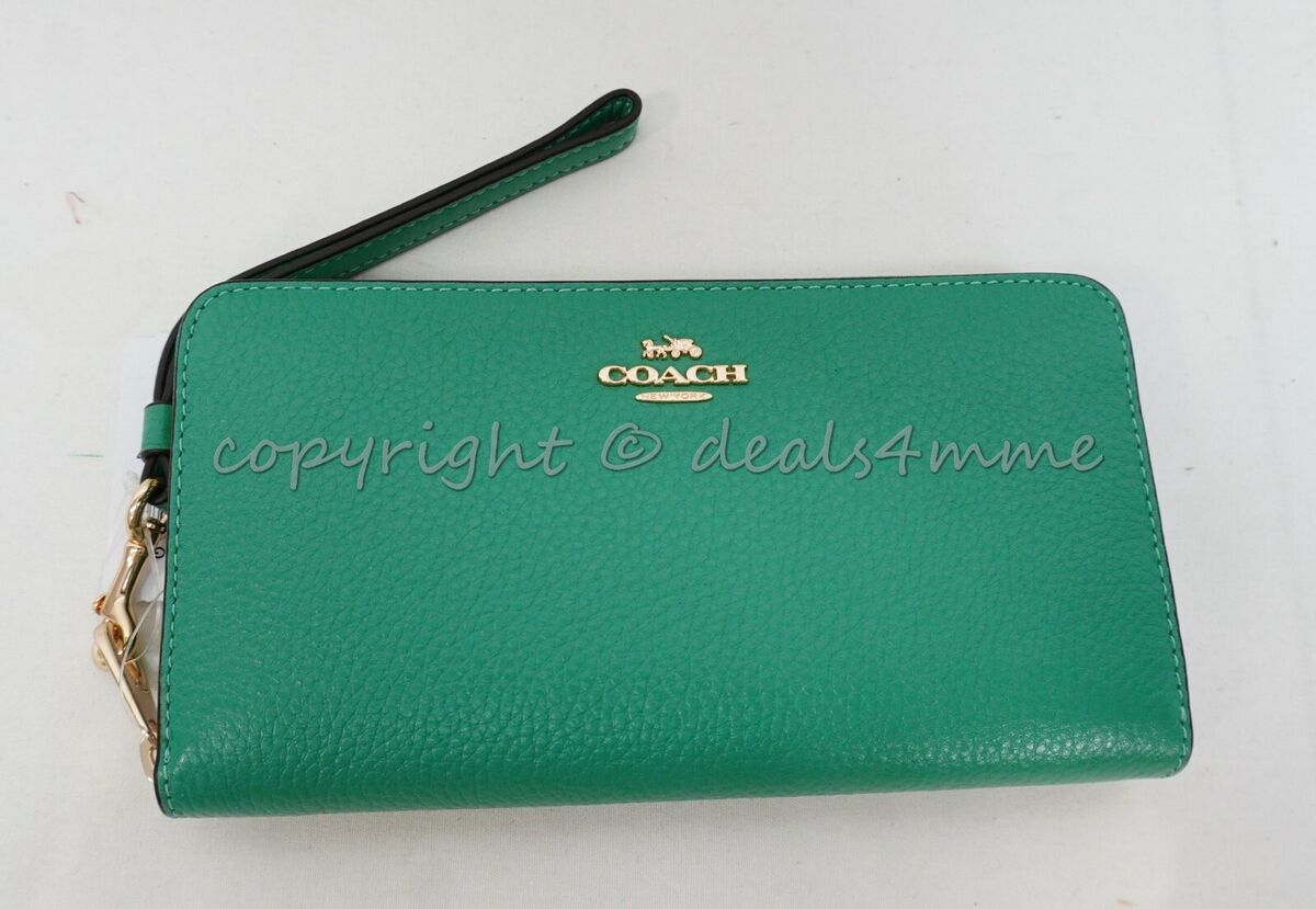 NWT Coach C4451 Long Zip Around Wallet in Green With Gold NWT Coach C4451 Long Zip Around Wallet in Green With Gold