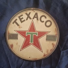 8" Round Metal Sign Wall Art Man Cave Garage Bar Gas Station Oil Texaco Star #2