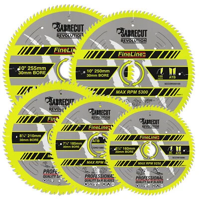 SabreCut 160mm-255mm 40T/80T/100T Thin Kerf Saw Blades for Wood Plywood MDF