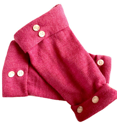 FINGERLESS GLOVES PINK 100% MERINO WOOL ONE SIZE FITS MOST S - M - L ARM WARMERS