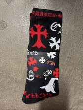 Chrome Hearts Stencil Socks Black White Red Size Large NWT