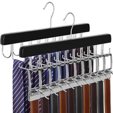 2 Pack 2 in 1 Belt Tie Hanger for Closet Max 60 Belts with 60 Ties Capacity 4