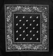 12x Vintage 100% Cotton Black-White PAISLEY Bandanas Face Scarf Head Wrap Dozen