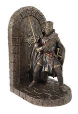 7"  Medieval Times Crusades Templar Knight RIGHT Bookend Statue Bronze Finish