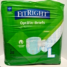 Large 20 Count FitRight Plus Briefs Clothlike Incontinence Protector 44-56 in.