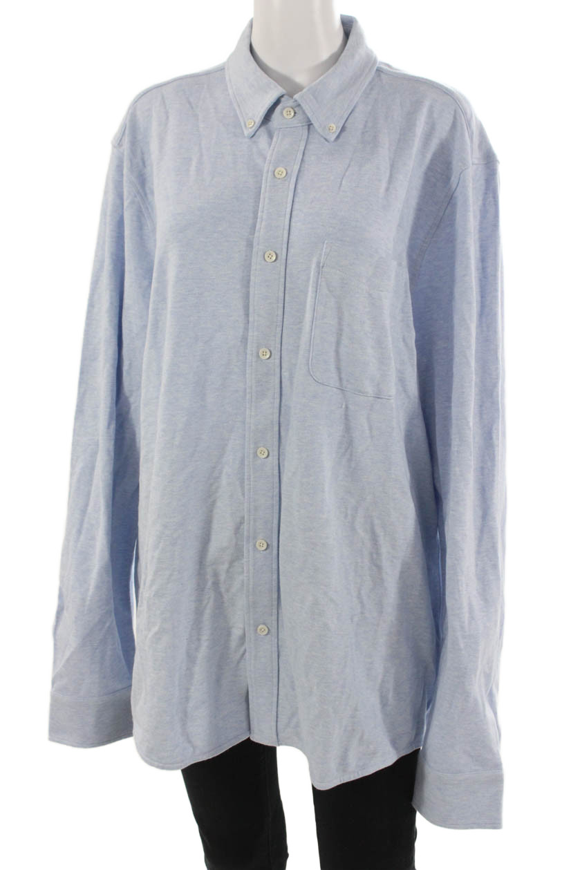 Faherty Mens Button-Down Collared Light Blue Long… - image 2
