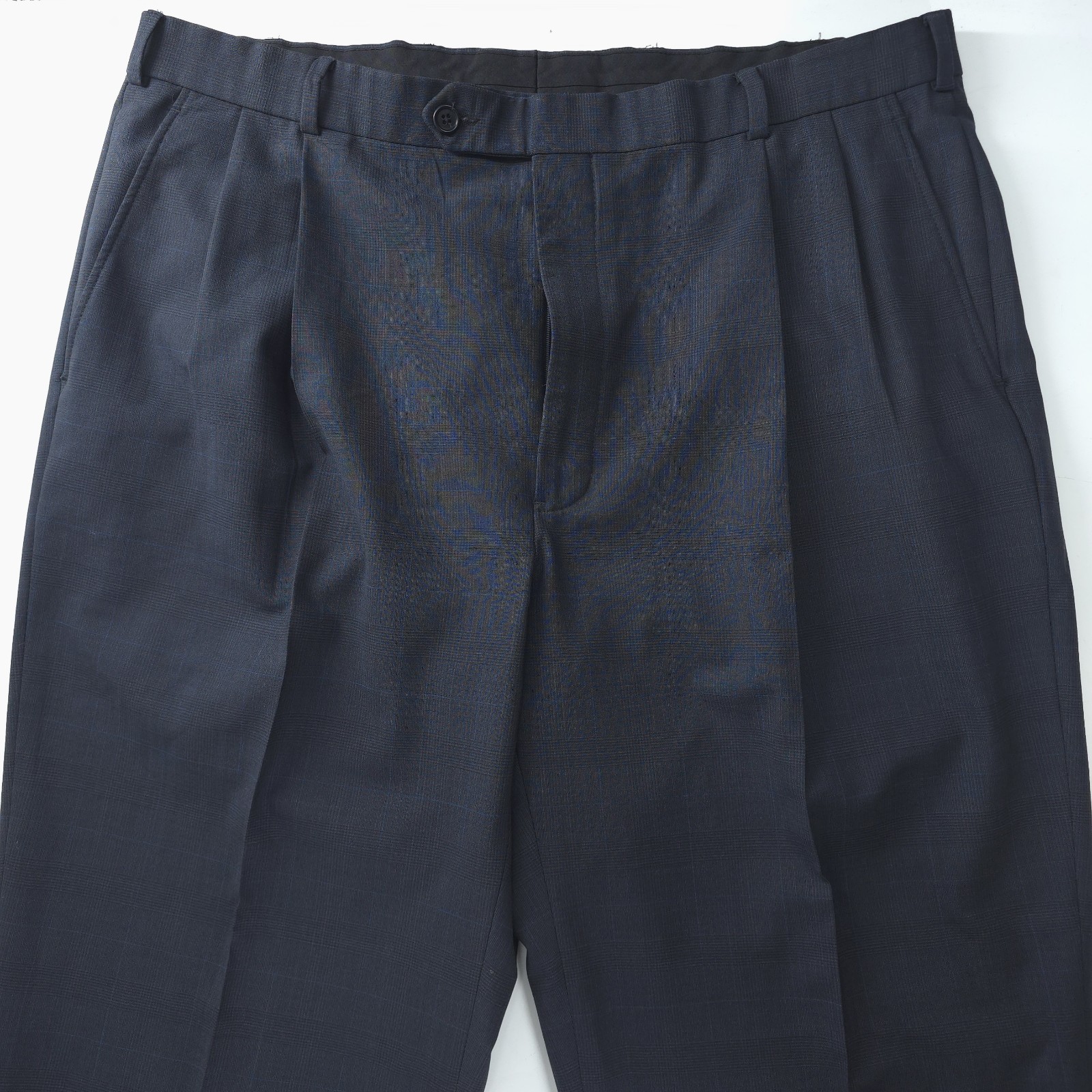 Brooks Brothers Wool Dress Pants Mens 38x31 Navy Blue Glen Plaid Stretch Classic thumbnail 3