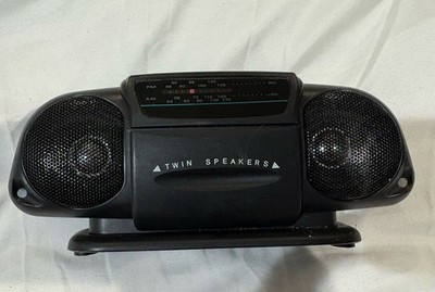 Vintage AM/FM Boom Box Radio Twin Speaker Mini Portable K8000